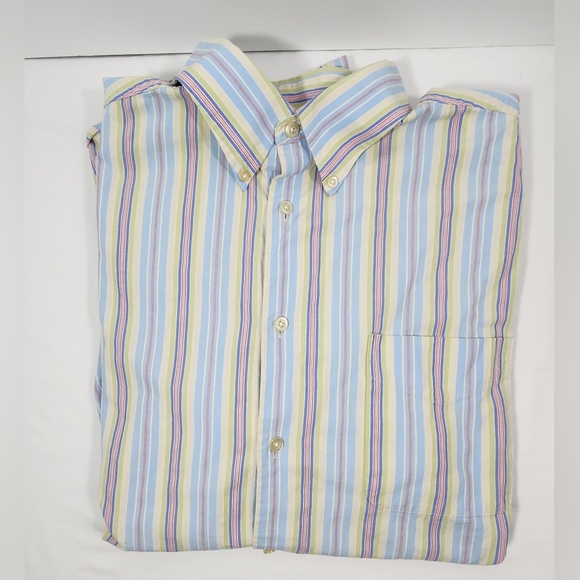 VINTAGE Talbota Mens Casual Button Up Men's Short Sleeve Shirt XL Striped - Picture 11 of 11